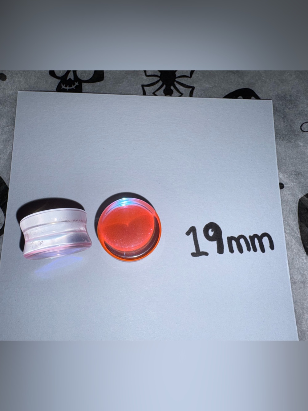 Glass Pink Coral Reflective Ear Gauge Pair - 19mm